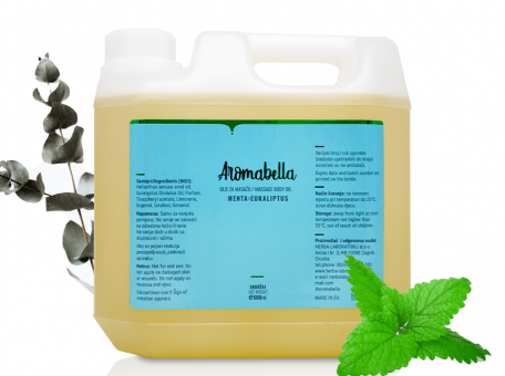 Ulje za masažu menta & eukaliptus 3000 mL - AROMABELLA ULJA Aromabella ulja za masažu i njegu tijela 3000 mLAROMABELLA MASSAGE OILSAromabella massage oils 3000 ml cijena, prodaja, Hrvatska