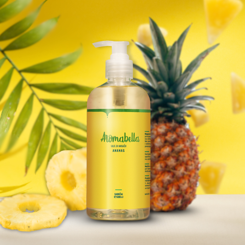Ananas Aromabella ulje 500mL - LJETNA PONUDA, AROMABELLA ULJA , Aromabella ulja za masažu i njegu tijela 500 mL,  cijena, prodaja, Hrvatska