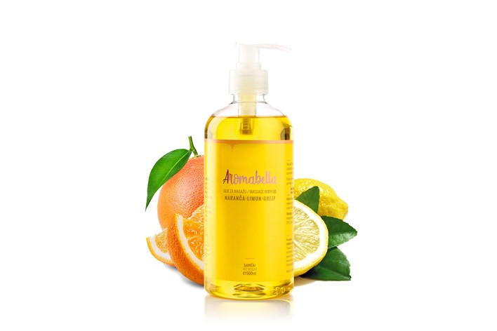 Ulje za masažu naranča & limun & grejp 500mL - AROMABELLA ULJA Aromabella ulja za masažu i njegu tijela 500 mLNATURAL COSMETICSPRODUCTS FOR BEAUTY TREATMENTSAnti-cellulite cijena, prodaja, Hrvatska