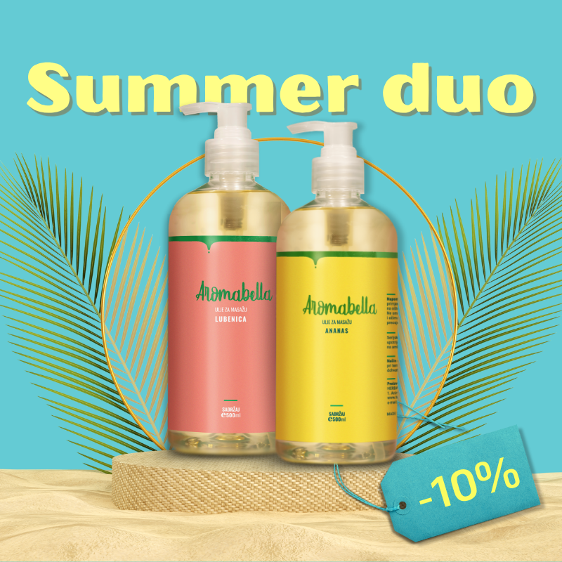 Summer duo paket - LJETNA PONUDA, AROMABELLA ULJA , Aromabella ulja za masažu i njegu tijela 500 mL, cijena, prodaja, Hrvatska Summer duo paket - LJETNA PONUDA, AROMABELLA ULJA , Aromabella ulja za masažu i njegu tijela 500 mL, cijena, prodaja, Hrvatska
