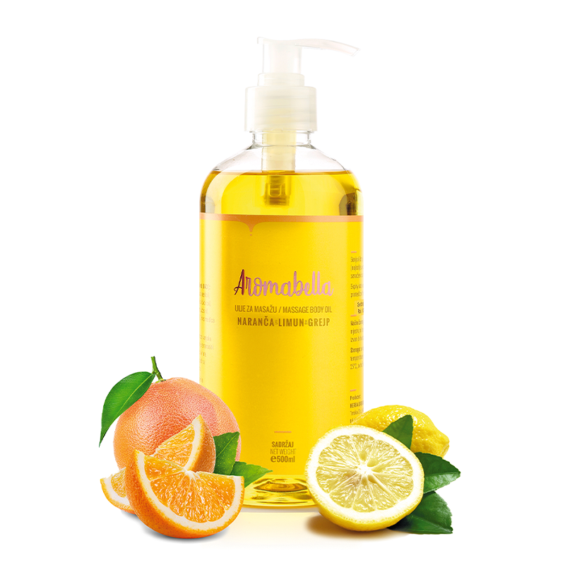 Ulje za masažu naranča & limun & grejp 500mL - AROMABELLA ULJA Aromabella ulja za masažu i njegu tijela 500 mLANTI-CELLULITEPRODUCTS FOR BEAUTY TREATMENTSNATURAL COSMETICS cijena, prodaja, Hrvatska